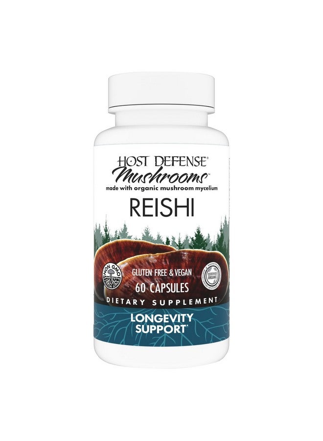 Host Defense Reishi Capsules - Heart & Immune Health Support Supplement - Mushroom Supplement to Support Energy & Vitality - Reishi Supplement to Aid Overall Well-Being - 60 Capsules (30 Servings)* - Image 1