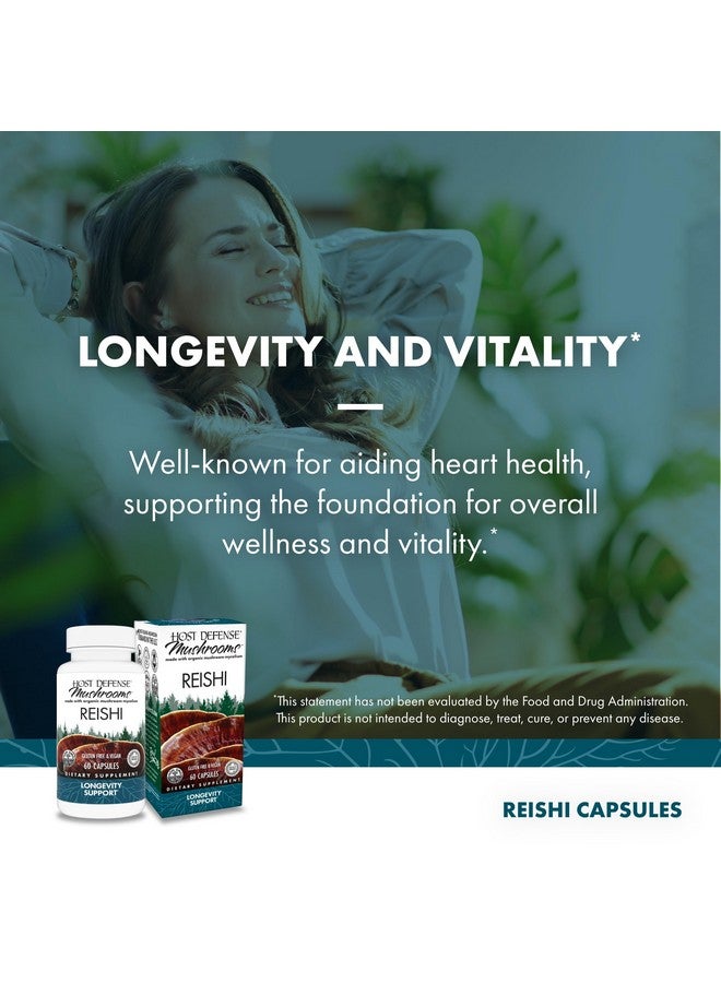 Host Defense Reishi Capsules - Heart & Immune Health Support Supplement - Mushroom Supplement to Support Energy & Vitality - Reishi Supplement to Aid Overall Well-Being - 60 Capsules (30 Servings)* - Image 3