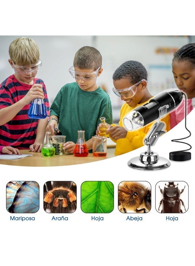 ميكروسكوب رقمي محمول بعدسة USB – مكبر إلكتروني مزود بإضاءة LED وقاعدة تثبيت متوافق مع أنظمة التشغيل المختلفة - Image 4