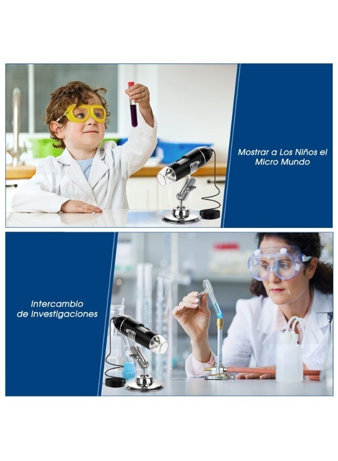 ميكروسكوب رقمي محمول بعدسة USB – مكبر إلكتروني مزود بإضاءة LED وقاعدة تثبيت متوافق مع أنظمة التشغيل المختلفة - Image 3