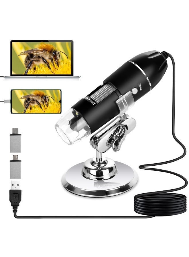 ميكروسكوب رقمي محمول بعدسة USB – مكبر إلكتروني مزود بإضاءة LED وقاعدة تثبيت متوافق مع أنظمة التشغيل المختلفة - Image 2