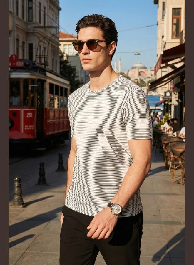 Buratti  Buratti Cotton Regular Fit Striped Crew Neck T-Shirt Men's T-SHIRT 5904030 for Men | Best Price UAE