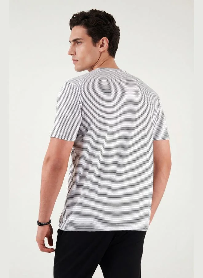 Buratti  Buratti Cotton Regular Fit Striped Crew Neck T-Shirt Men's T-SHIRT 5904030 for Men | Best Price UAE