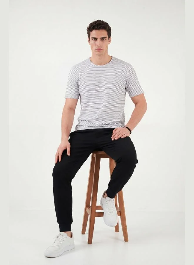 Buratti  Buratti Cotton Regular Fit Striped Crew Neck T-Shirt Men's T-SHIRT 5904030 for Men | Best Price UAE