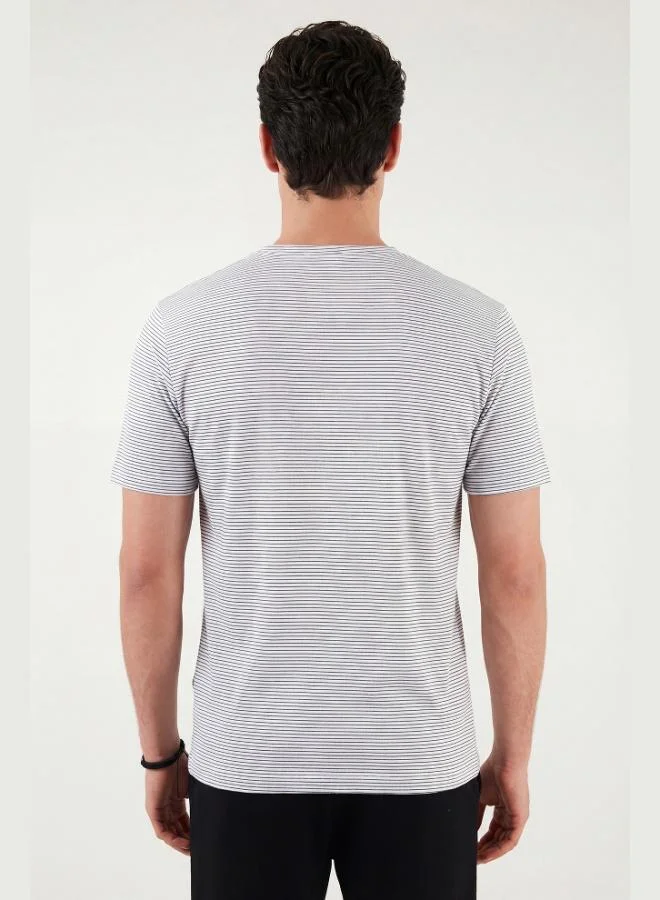 Buratti  Buratti Cotton Regular Fit Striped Crew Neck T-Shirt Men's T-SHIRT 5904030 for Men | Best Price UAE