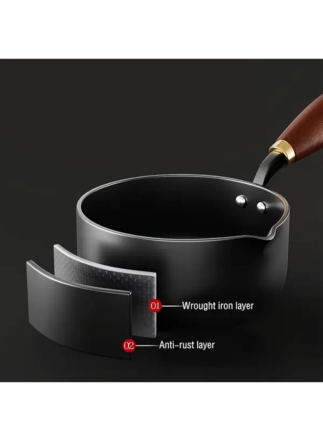 Induction Compatible Black Cast Iron Soup Pot with Lid for Boiling Simmering Frying - Image 5