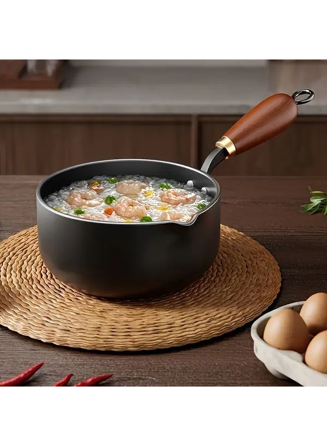 Induction Compatible Black Cast Iron Soup Pot with Lid for Boiling Simmering Frying - Image 2