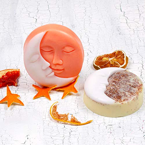 Sakolla 2 Pcs Silicone Soap Molds, Sun & Moon Face Soap Molds for Soap Making, Bath Bomb Molds for Bath Bomb, Chocolate, Candle, Valentine Wedding Gift - Image 4
