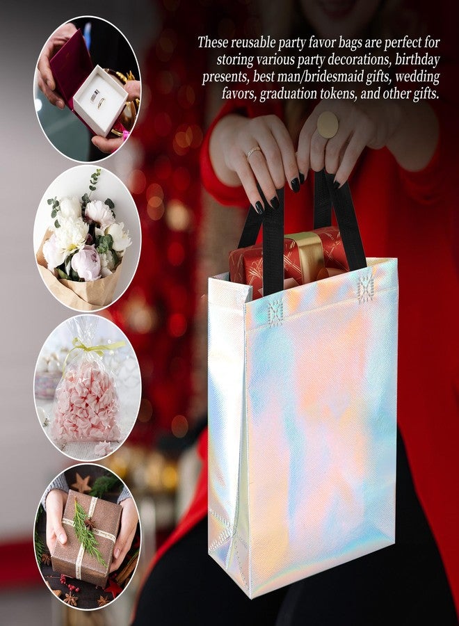 Axigundaone 30 Pcs Iridescent Gift Bags with Handles, Non Woven Holographic Gift Bags, Reusable Iridescent Bag for Party Wedding Presents (8 x 10 x 4 Inch) - Image 4