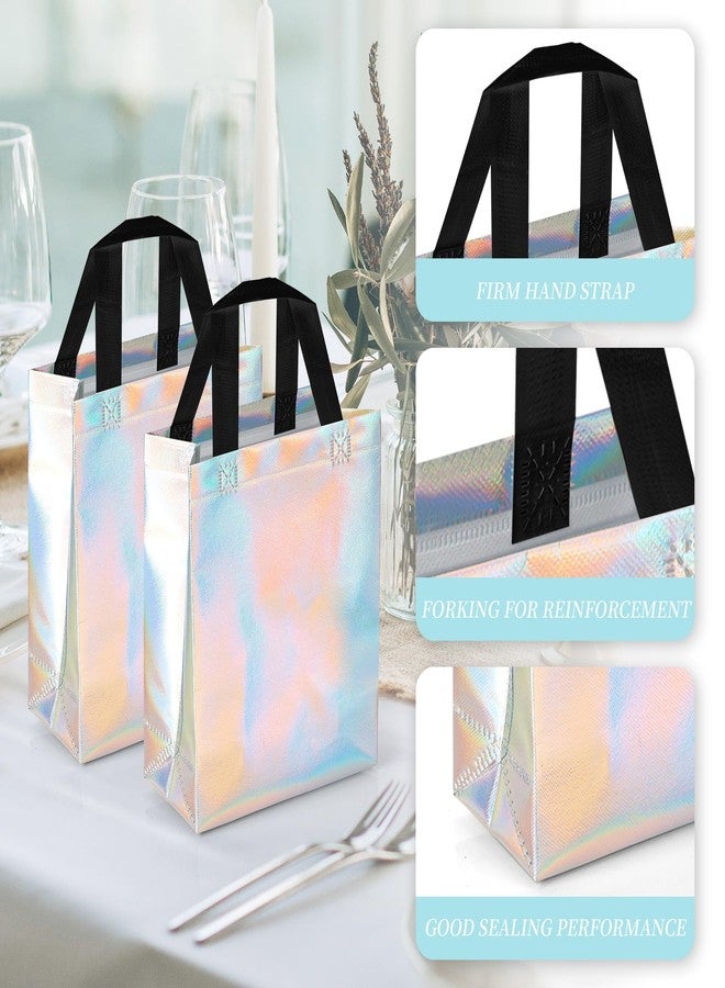 Axigundaone 30 Pcs Iridescent Gift Bags with Handles, Non Woven Holographic Gift Bags, Reusable Iridescent Bag for Party Wedding Presents (8 x 10 x 4 Inch) - Image 3