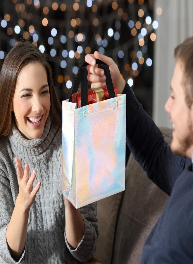 Axigundaone 30 Pcs Iridescent Gift Bags with Handles, Non Woven Holographic Gift Bags, Reusable Iridescent Bag for Party Wedding Presents (8 x 10 x 4 Inch) - Image 5
