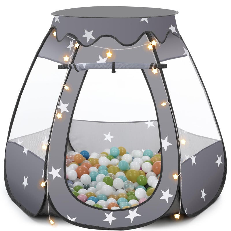 GeerWest Baby Ball Pit for Toddler with Star Lights  Pop Up Princess Play Tent for Kids  Indoor Outdoor Baby Girl Toys Birthday Gifts  NO Balls Black Tent - Image 3