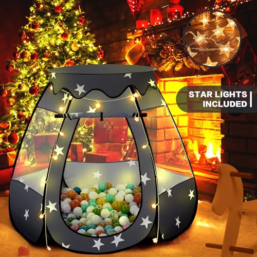 GeerWest Baby Ball Pit for Toddler with Star Lights  Pop Up Princess Play Tent for Kids  Indoor Outdoor Baby Girl Toys Birthday Gifts  NO Balls Black Tent - Image 5