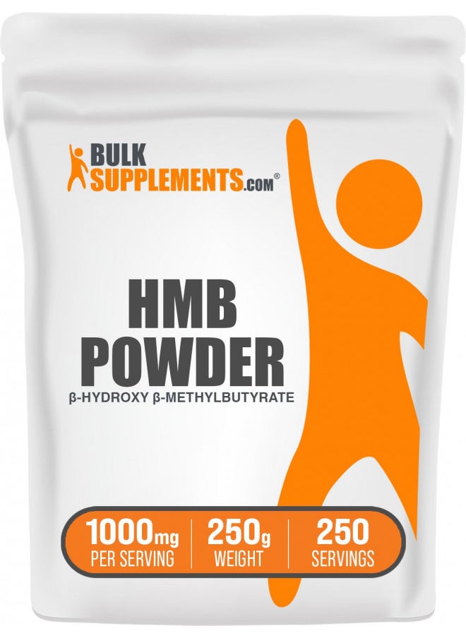 BulkSupplements - HMB Powder (Beta-Hydroxy Beta-Methylbutyrate) - HMB Supplement - HMB Free Acid - HMB 1000 mg - Calcium HMB - HMB Powder Supplements - 250 Servings (250 Grams - 8.8 oz) - Image 1