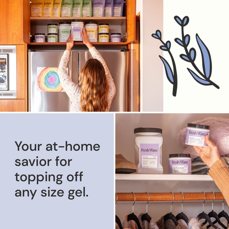 Fresh Wave Lavender Odor Removing Gel Refill, 63 oz. - Safer Odor Absorbers for Home, Natural Plant-Based Odor Eliminator, Every 15 oz. lasts 30-60 Days, For Cooking, Trash & Pets - Image 3