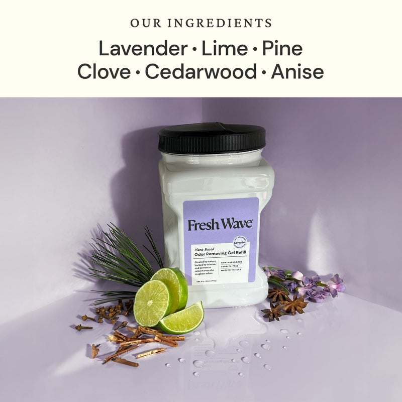 Fresh Wave Lavender Odor Removing Gel Refill, 63 oz. - Safer Odor Absorbers for Home, Natural Plant-Based Odor Eliminator, Every 15 oz. lasts 30-60 Days, For Cooking, Trash & Pets - Image 2