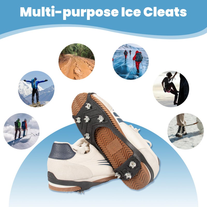 coldpa Upgrade Universal Gripper Spikes Non Slip Shoe Grips, Sfee Crampons Ice Cleats for Shoes and Boots, Ice Cleats Snow Traction Grips, Anti-Slip Crampons for Shoes and Boots, Black (M) - Image 2