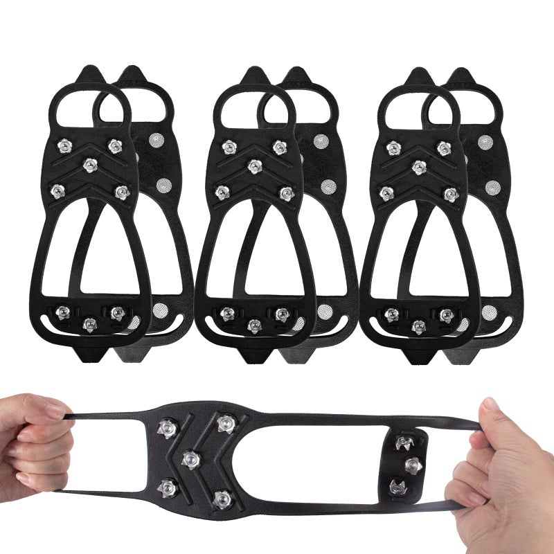 coldpa Upgrade Universal Gripper Spikes Non Slip Shoe Grips, Sfee Crampons Ice Cleats for Shoes and Boots, Ice Cleats Snow Traction Grips, Anti-Slip Crampons for Shoes and Boots, Black (M) - Image 1