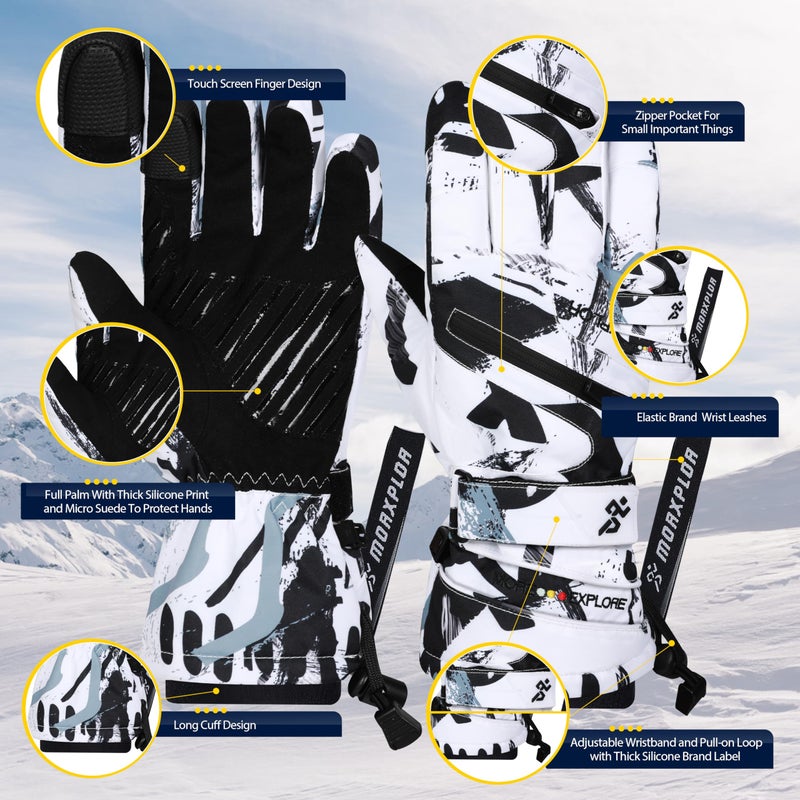 MORXPLOR Winter Touchscreen 3M Thinsulate Ski Snow Snowboard Snowmobile Gloves for Men Women - Image 2