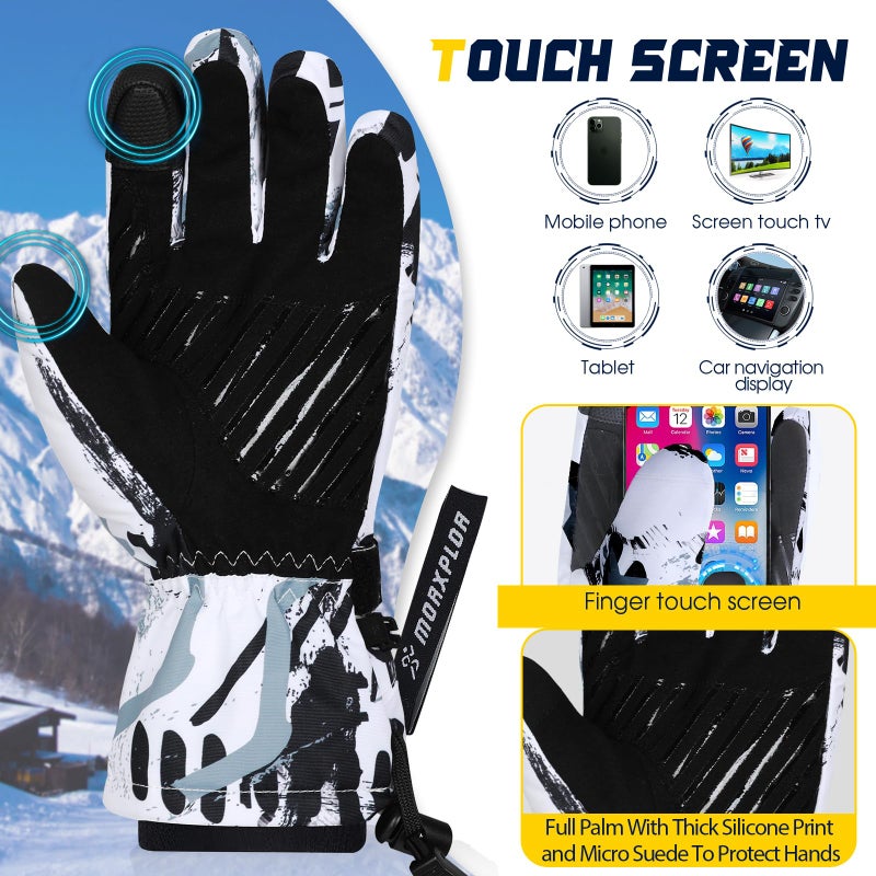 MORXPLOR Winter Touchscreen 3M Thinsulate Ski Snow Snowboard Snowmobile Gloves for Men Women - Image 4