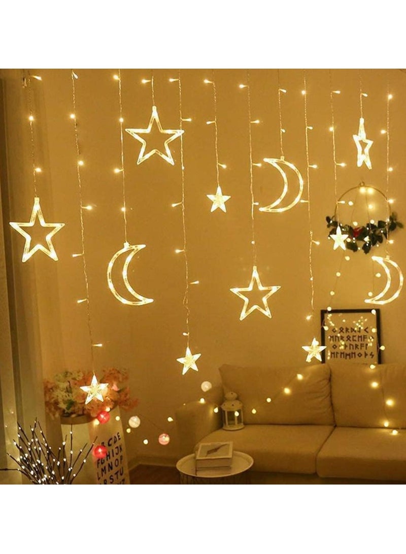 بجوليز ضوء زينة رمضان، سلسلة أضواء قمر العيد، مصباح فانوس على شكل نجمة صغيرة لحفلات الزفاف والمنزل والحديقة وغرفة النوم في الأماكن المغلقة،  - Image 1