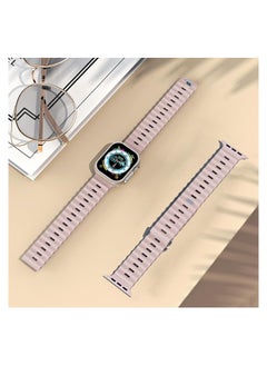 Color Fans Soft Silicone Ocean Sports Strap Compatible Apple Watch Ultra 49mm 45mm 44mm 42mm for Men Women, Adjustible Watch Band for Apple Watch Ultra/SE/Series 9/8/7/6/5/4/3/2/1 - Pink Sand  - Image 3