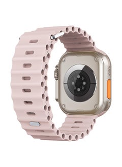 Color Fans Soft Silicone Ocean Sports Strap Compatible Apple Watch Ultra 49mm 45mm 44mm 42mm for Men Women, Adjustible Watch Band for Apple Watch Ultra/SE/Series 9/8/7/6/5/4/3/2/1 - Pink Sand  - Image 2