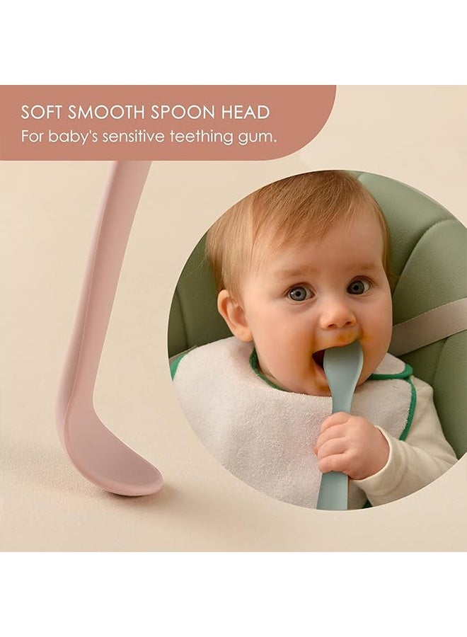 4-Piece Silicone Baby Feeding Spoons, First Stage Infant Spoons, Soft-Tip Easy on Gums I Baby Training Spoon | Infant Utensils Feeding Supplies, Dishwasher & Boil-proof - Image 4