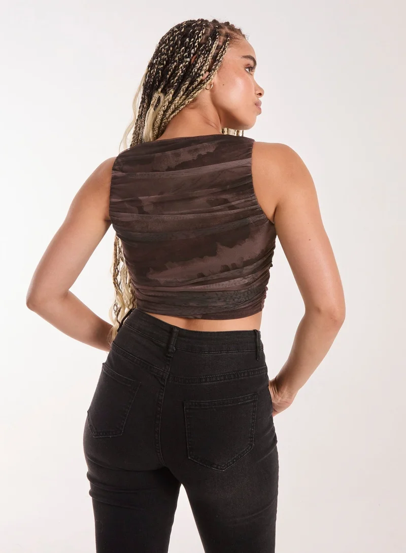 Pink Vanilla Ruched Racer Top