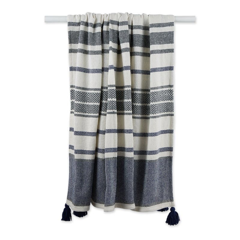 Design Imports DII Navy & Mineral 2-Tone Chevron Stripe Throw - Image 2