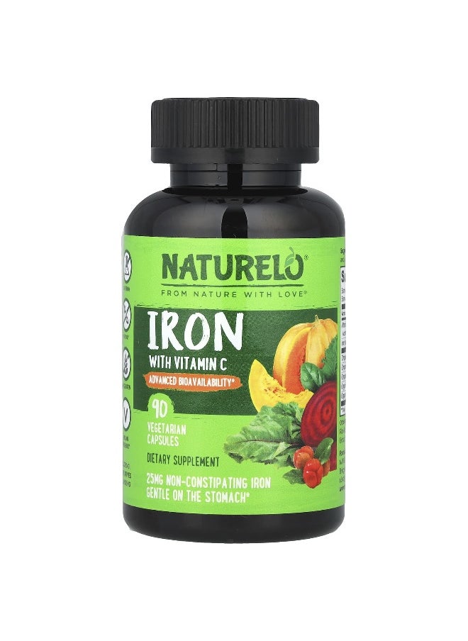 NATURELO NATURELO, Iron With Vitamin C, 90 Vegetarian Capsules 
