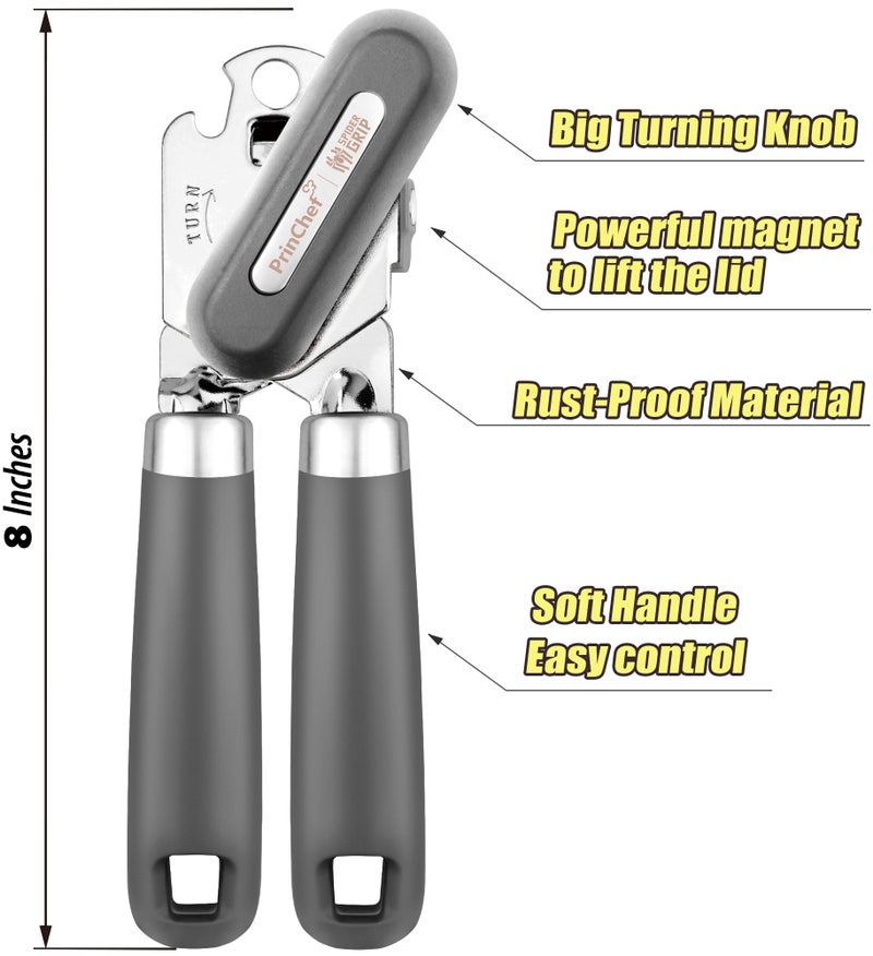 SPIDER GRIP Can Opener, No-Trouble-Lid-Lift Manual Handheld Can Opener with Magnet, Smooth Edge Safe Cut for Beer/Tin/Bottle, Big Turning Knob Anti-Slip Handle Good for Seniors with Arthritis - Image 3