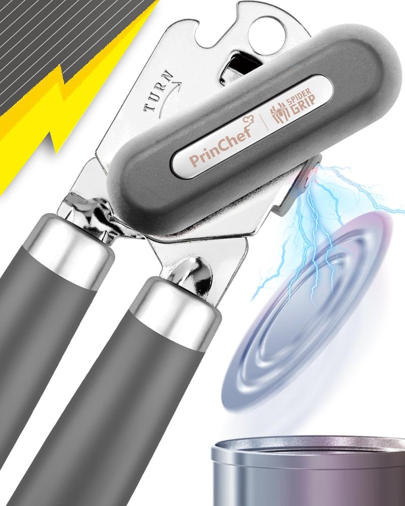 SPIDER GRIP Can Opener, No-Trouble-Lid-Lift Manual Handheld Can Opener with Magnet, Smooth Edge Safe Cut for Beer/Tin/Bottle, Big Turning Knob Anti-Slip Handle Good for Seniors with Arthritis - Image 1