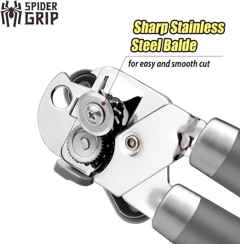 SPIDER GRIP Can Opener, No-Trouble-Lid-Lift Manual Handheld Can Opener with Magnet, Smooth Edge Safe Cut for Beer/Tin/Bottle, Big Turning Knob Anti-Slip Handle Good for Seniors with Arthritis - Image 4