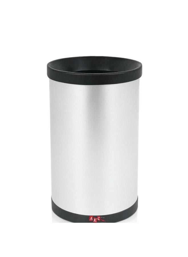 AKC 12L Stainless Steel Open Top Waste Bin - Durable, Modern Trash Can with Black Trim for Office, Commercial & High-Traffic Areas - Image 1