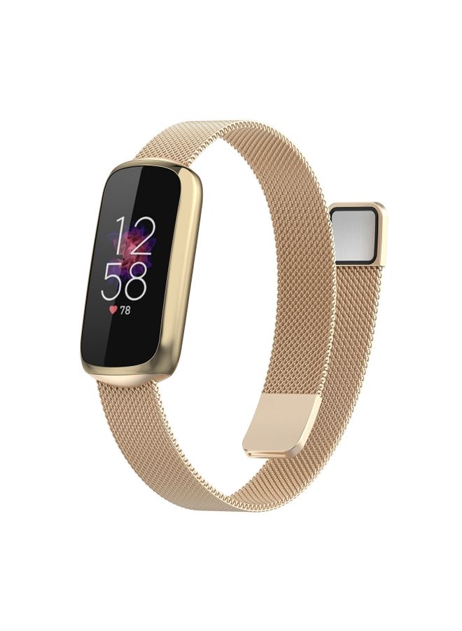 Replacement Strap For Fitbit Luxe Special Edition Milanese Metal Magnetic Watch Band Champagne Gold