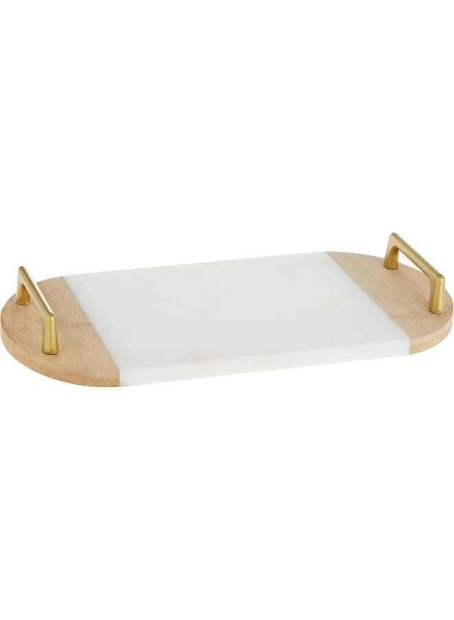 Cuisine Art Cuisine Art Marble Serving Tray with Bamboo & Golden Handles