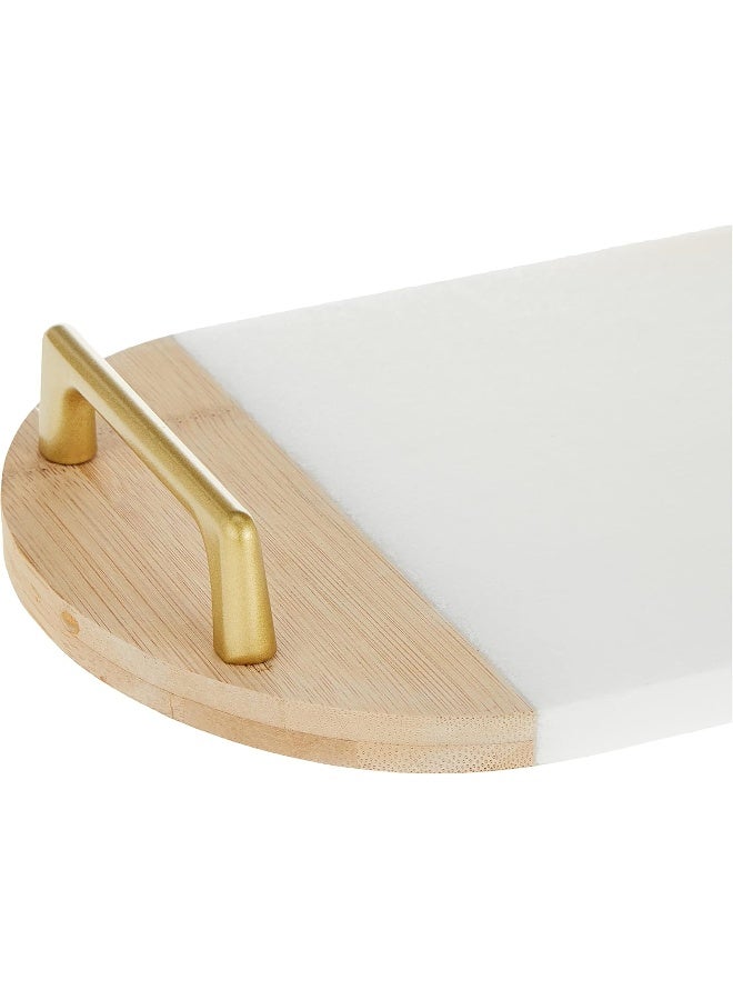 Cuisine Art Marble Serving Tray with Bamboo & Golden Handles - Image 4