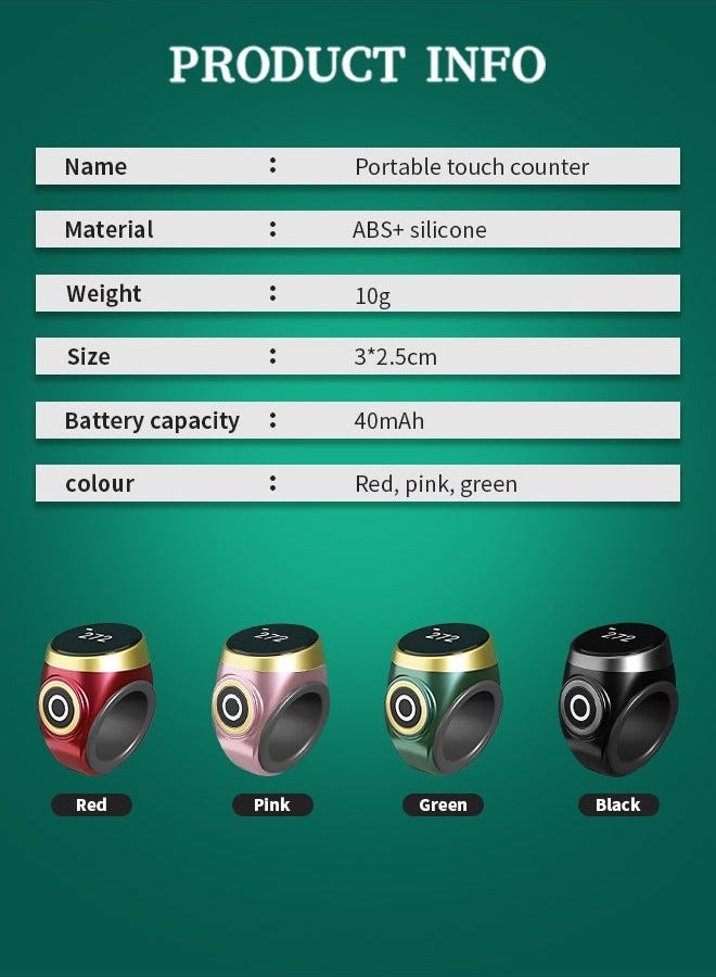 Tasbeeh Ring Muslim Islamic Prayer OLED Display Four-Digit Display, Adjustable Sizes 22mm 20mm and 18mm - Image 4