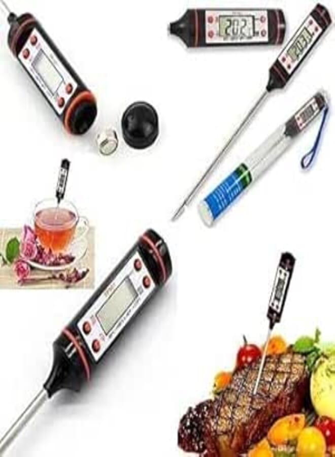 Spaceshoop Thermometer Digital in kitchen, LCD Display with °C / °F Button Ultra-Long stainless steel probe Instant Reading, for Food Cooking Meat- Grill, BBQ, Steak, Sweets, Milk, &Patisserie