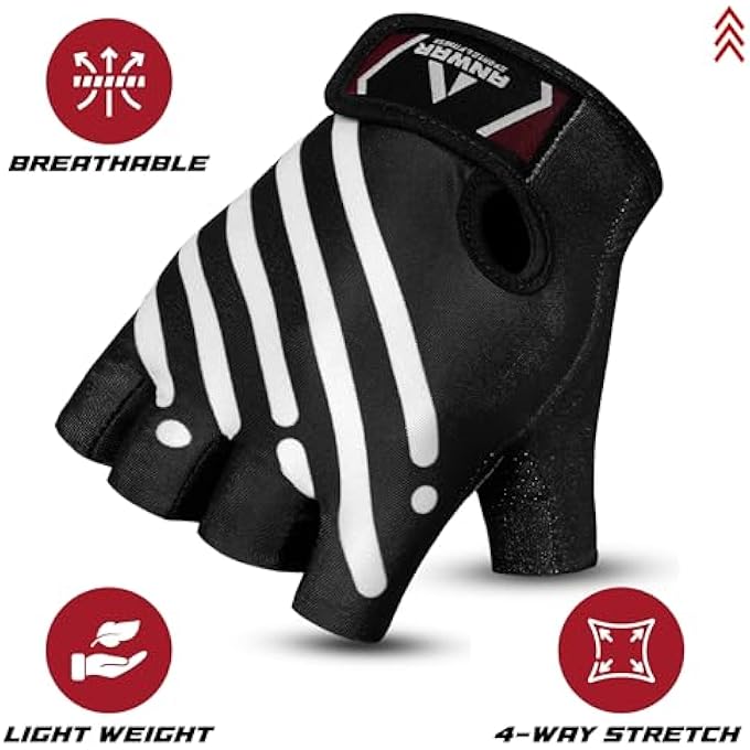 Anwar Weight Lifting Gloves Half Finger Workout Gloves Men Women Anti-Slip Padded Palm Gym Gloves Exercise Cycling Fitness Weightlifting Strength Training - Image 4