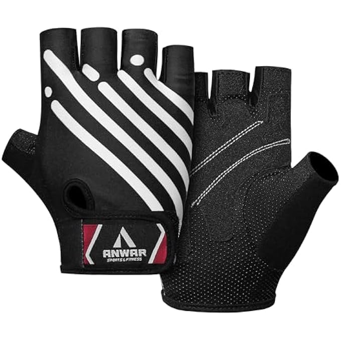 Anwar Weight Lifting Gloves Half Finger Workout Gloves Men Women Anti-Slip Padded Palm Gym Gloves Exercise Cycling Fitness Weightlifting Strength Training - Image 3