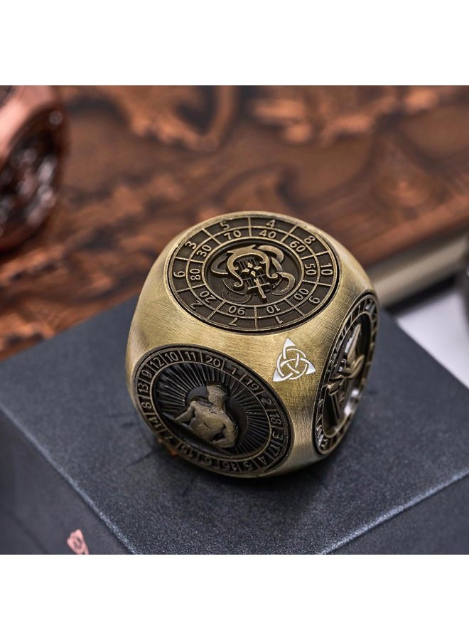 HNCCESG Spinner Metal Dice Set, 7-in-1 Unique Polyhedral Fantasy Game Dice for Tabletop RPG Accessories (Bronze) - Image 5