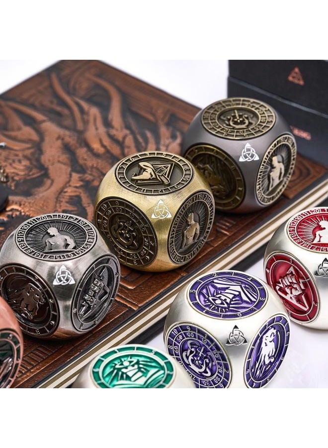 HNCCESG Spinner Metal Dice Set, 7-in-1 Unique Polyhedral Fantasy Game Dice for Tabletop RPG Accessories (Bronze) - Image 4