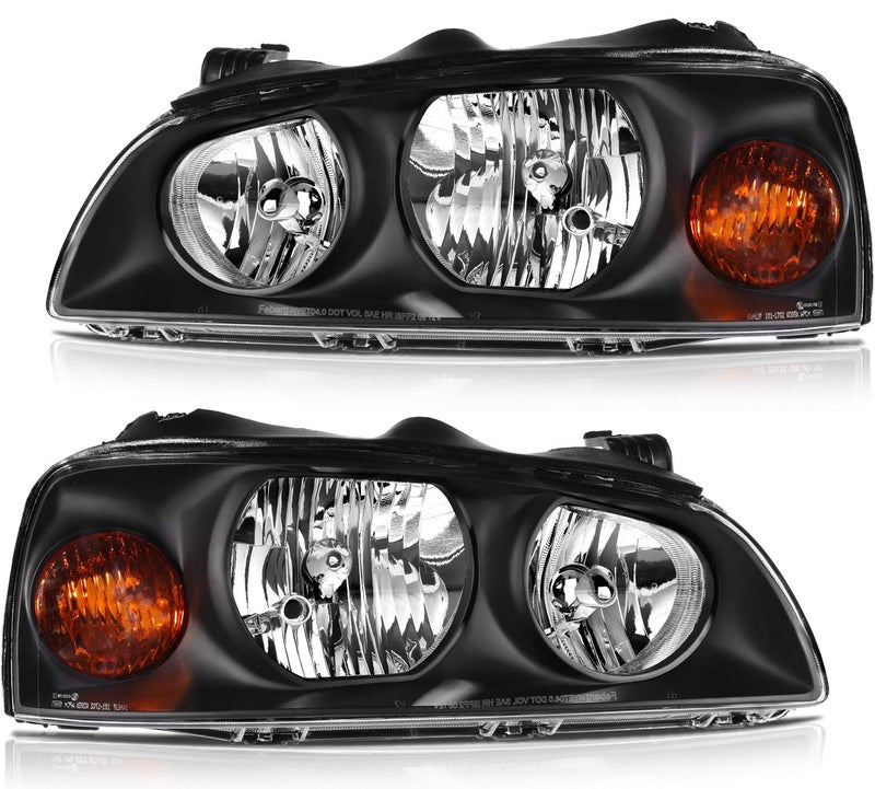 LBRST Headlight Assembly for Hyundai Elantra 2004-2006 Black Housing Amber Reflector Clear Lens Driver and Passenger Side Headlamp - Image 1