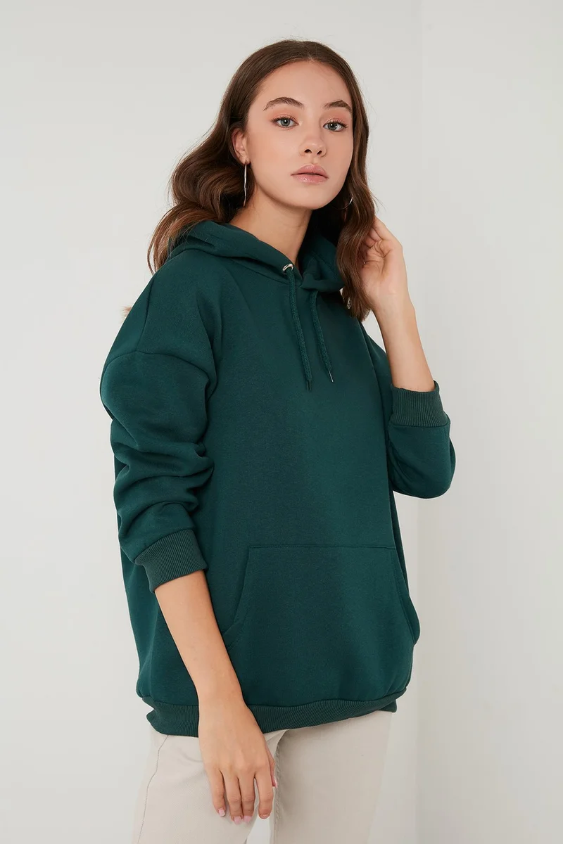 Lela Regular Fit Cotton Hooded Collar Rose Winter Sweat Women's SWEAT 5863854