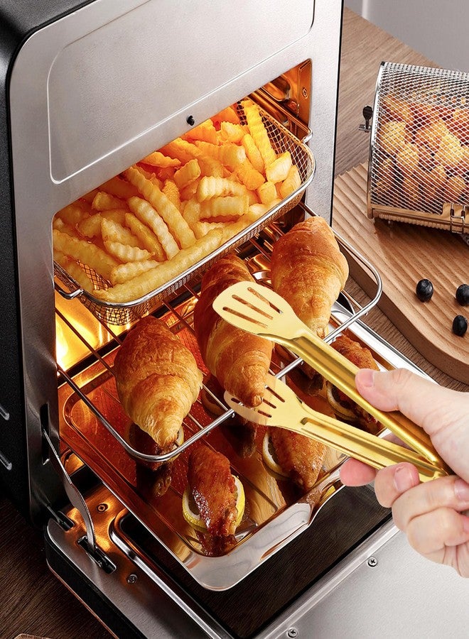 JCREN Serving Tongs 6 Pack Tongs for Serving Food, Stainless Steel Buffet Tongs Kitchen Tongs, Small Tongs Gold Tongs Serving Set for Party, 7 Inch - Image 4