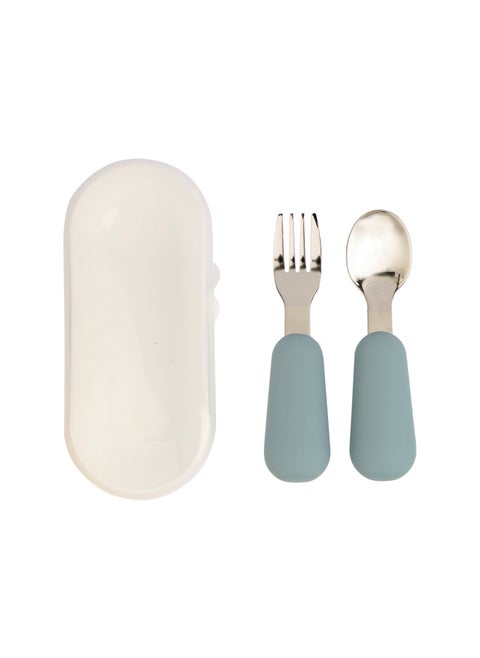 Stainless Steel Cutlery Set With Spoon And Fork With Travel Case - Indigo