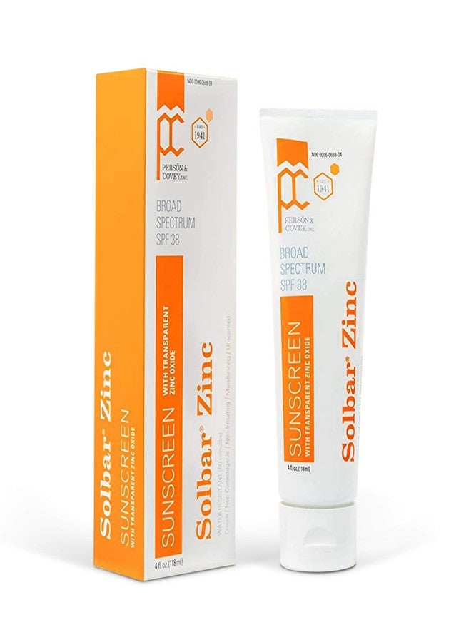 SOLBAR Sunscreen Zinc Unscented Transparent Cream SPF 38, 4 oz - Image 1