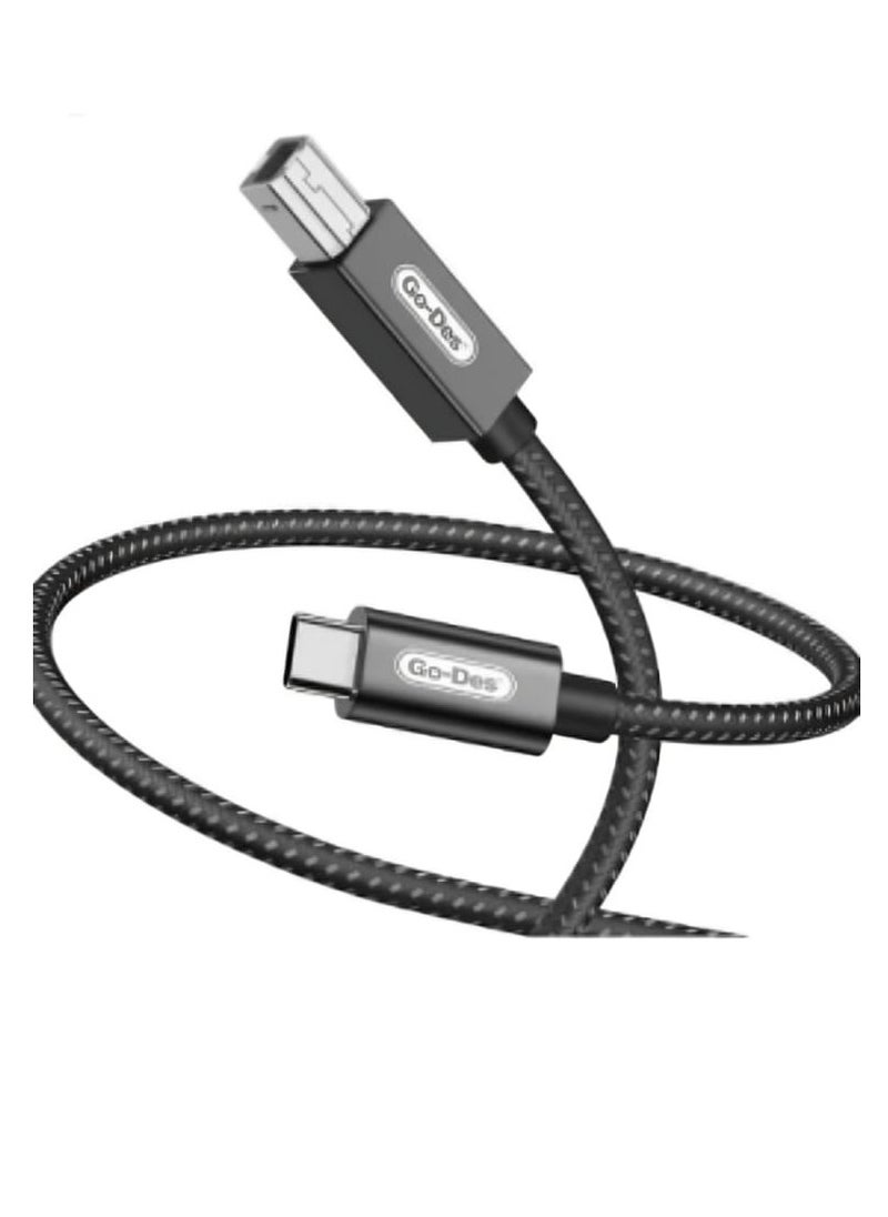 GO-DES USB-C Data Sync Printer Cable 2 Meters  - Image 1